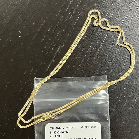 14K Yellow Gold 1.4mm Round Wheat Chain 20" inches - Picture 6 of 8